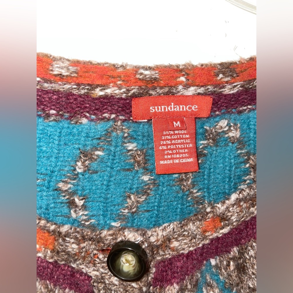 Sundance Button Down Wool Blend Mutliclored Boho … - image 3
